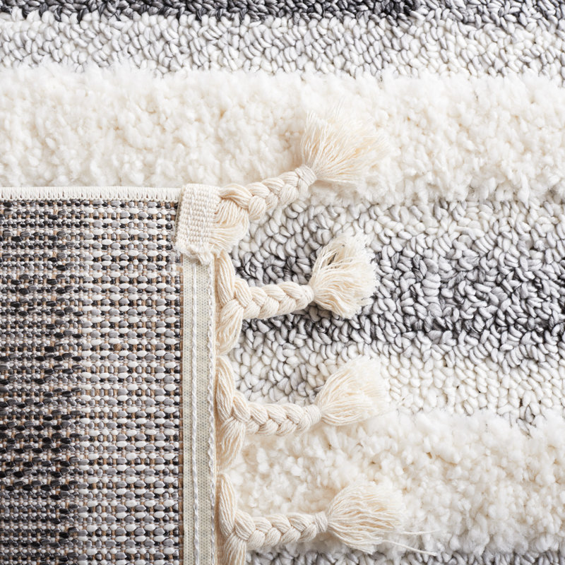 Moroca Tassel Shag Performance Striped Rug, Rectangle 5'3" x 7'6"