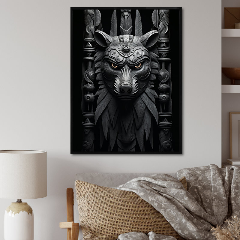Masque Leylah Native Art Spirit, H 20 po x l 12 po x P 1 po, Cadre flottant noir