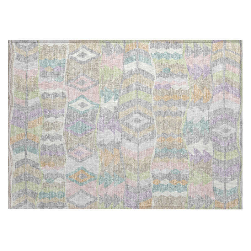 Machine Washable Indoor/Outdoor Chantille ACN2844 Lodge Rug, Pewter, 2'6" x 3'10"