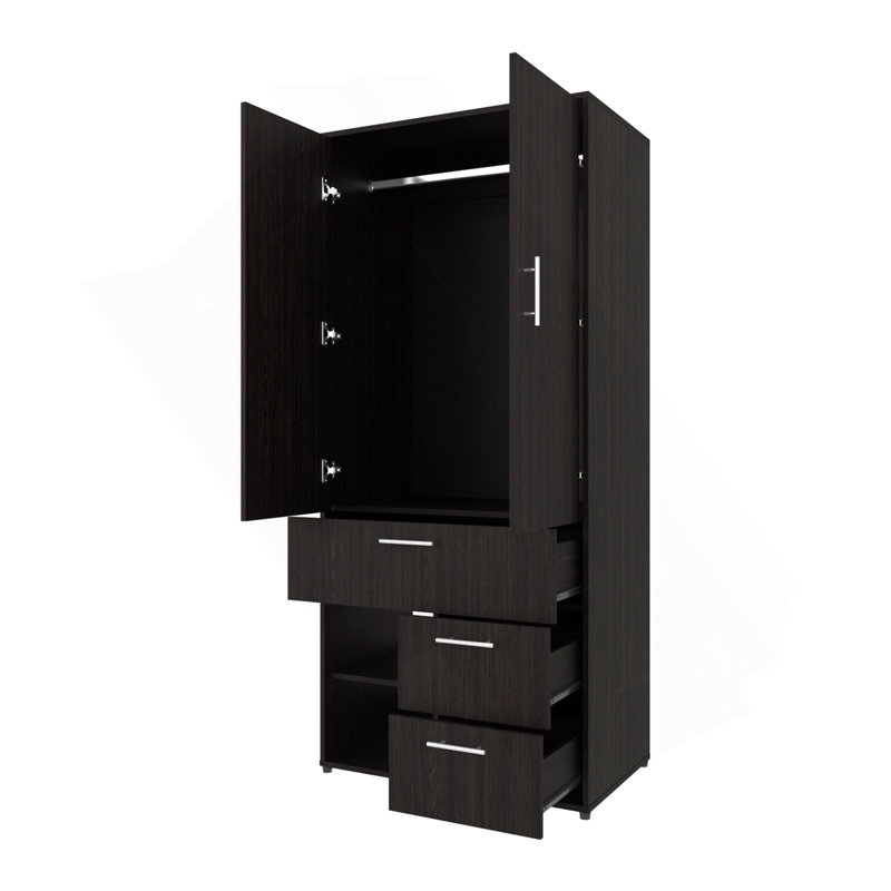 Wenge Free Multi-Storage Wardrobe With Rod And Shelf