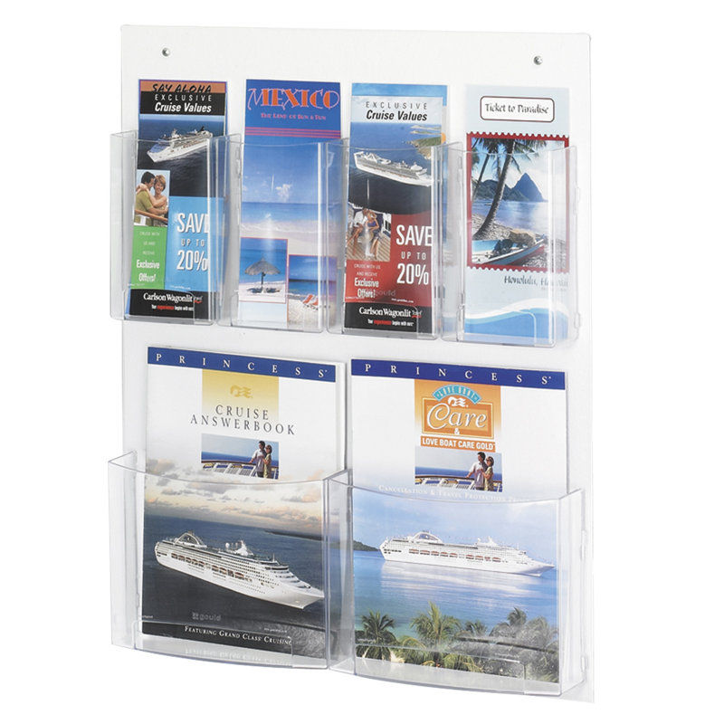 Clear Wall Mounted Plastic Magazine and Pamphlet Rack