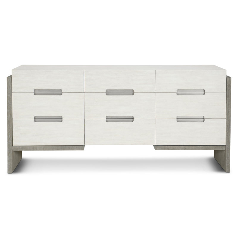 Linen and Light Shale 72" Transitional 9-Drawer Dresser