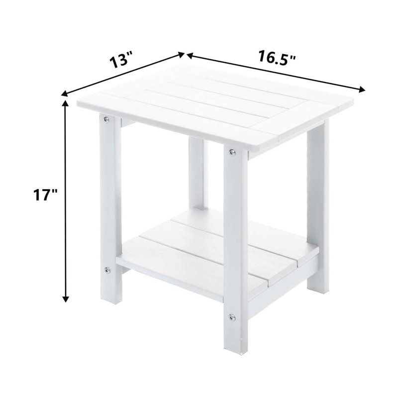 White Weather Resistant Polystyrene Outdoor Rectangular Side Table