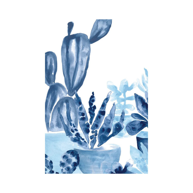 Indigo Succulent IV by June Erica Vess - Wrapped Canvas Painting, 20.32 cm H x 30.48 cm W