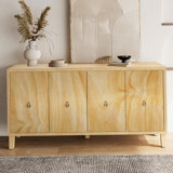 Storage Cabinet, Carved Scatter Pattern Dining Sideboard, Large Buffet with Adjustable Shelves