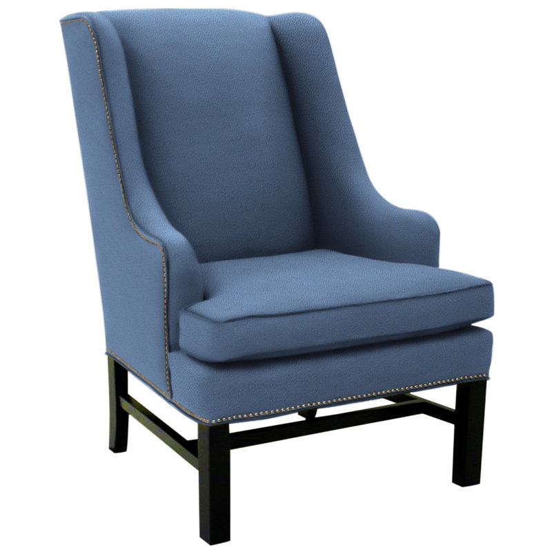 Wingback Chair, Luxe Navy, Ebony