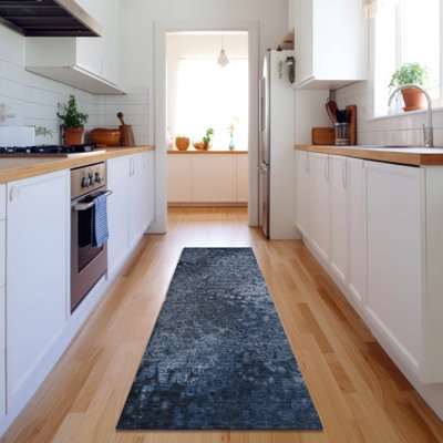Premium Machine Washable Cerrito AMF565 Blue Rug