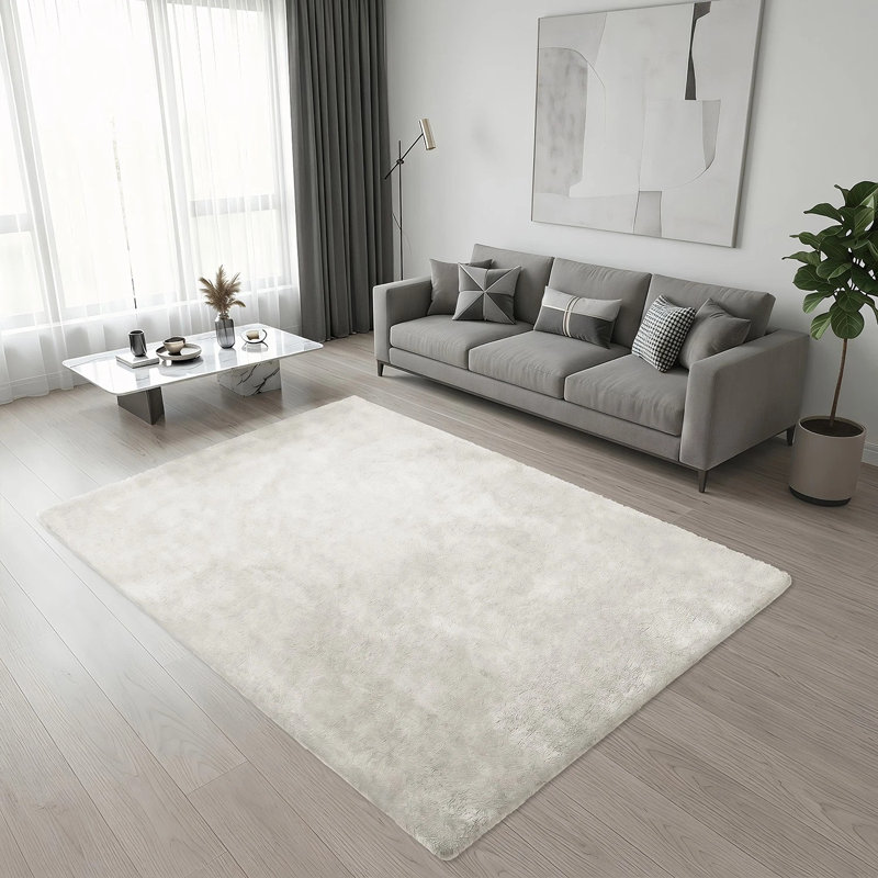 Rectangle Washable Area Rug, CREAM, Rectangle 120 x 160 cm