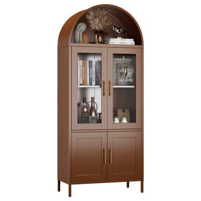 Metal Display Cabinet With Glass Doors And Adjustable Shelves, Modern Freestanding Arched Cabinet, Antique Cabinets, Porcelain Cabinets, Bookshelves,a by Ebern Designs