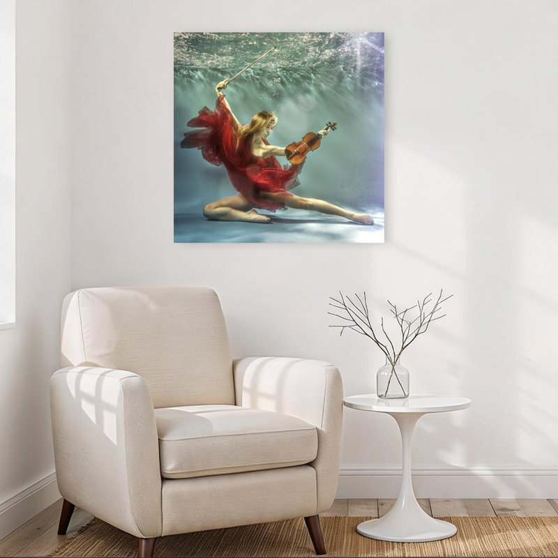«Ethereal Underwater Violinist Elegant Ethereal Serene Portrait», reproduction d'art, H 32 po x l 32 po