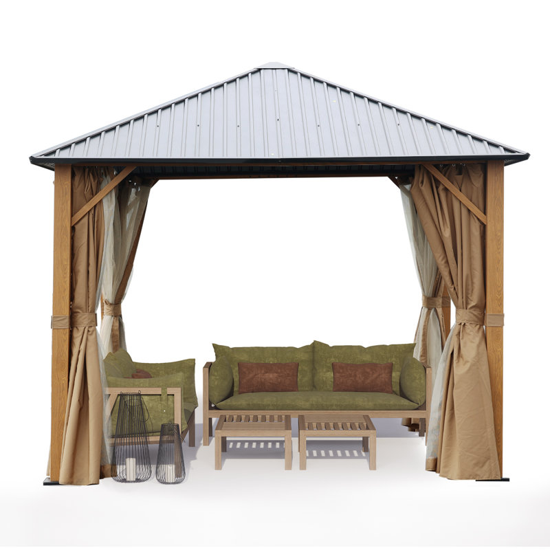 10 pi. L 10 pi. D Pavillon de jardin en aluminium avec toit rigide