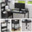 Computer Desk with Power Outlet & Storage Shelves, Study Table with USB Ports Charging Station