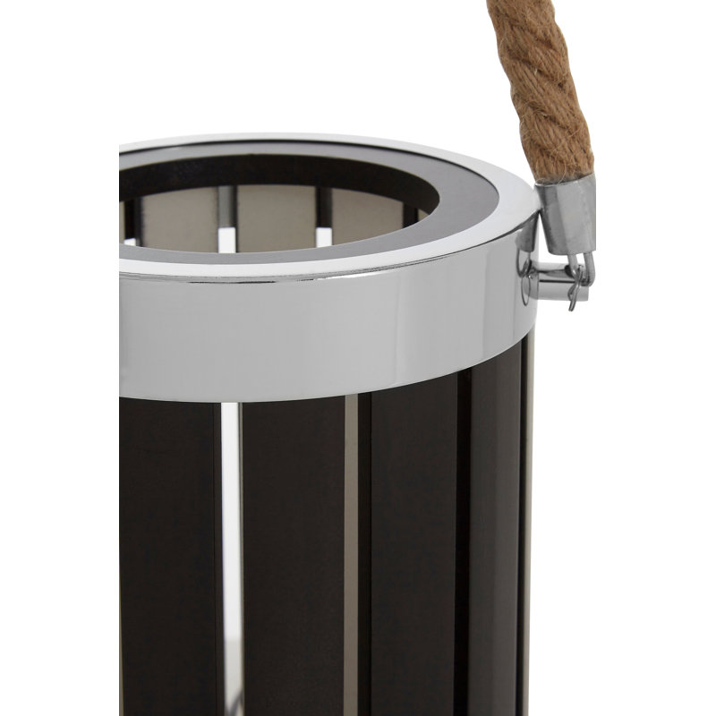 Brooke Black Wood And Metal Table Lamp, Black/Silver, 242 V