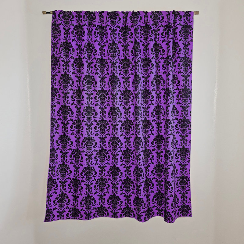 Rideau de fenêtre en popeline de polyester à imprimé damassé de 58 pouces de large, L 58 po x L 72 po, Rouge