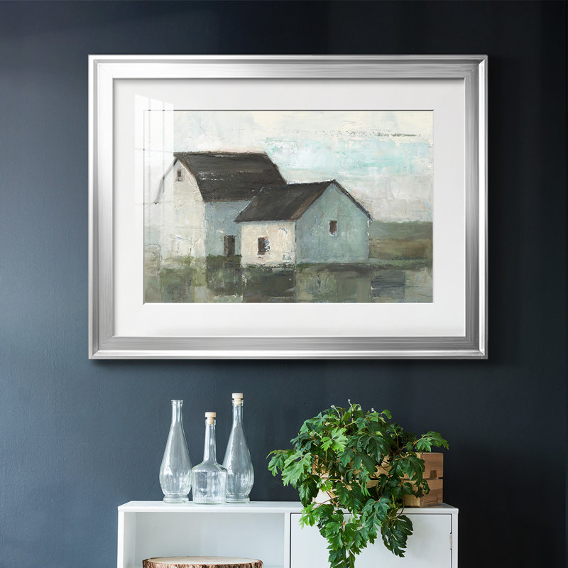 Grange au coucher du soleil II, H 19 po x l 27 po x P 1,5 po, Argent