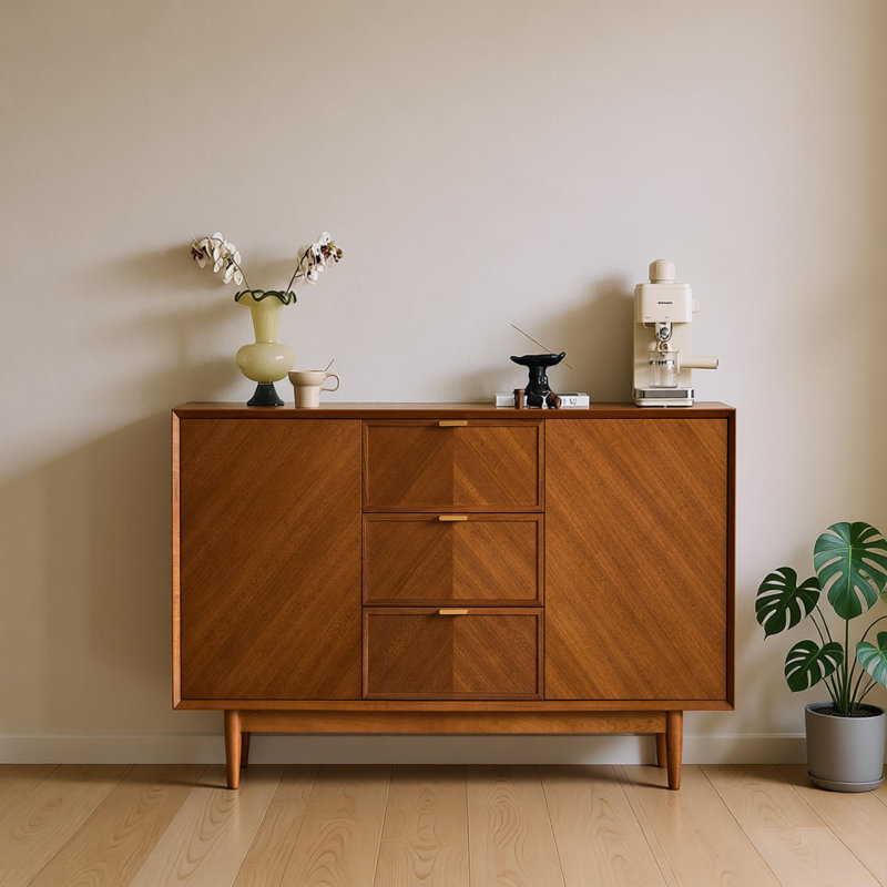 Buffet rétro avec rangement en bois massif, 33.46" H x 47.24" W x 15.74" D