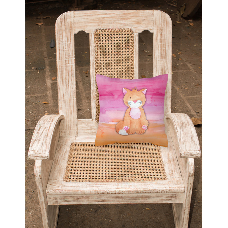Coussin intérieur/extérieur pour chat aquarelle, 18 po x 18 po