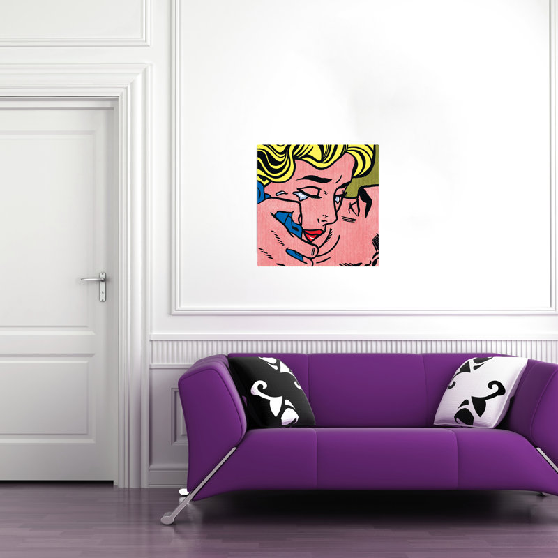 Kissby Lichtenstein by Roy Lichtenstein - No Frame Square Print on Wood