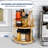 Wooden Rotating Spice Rack - 2 Tier Lazy Susan - 360 Degree Spinning Revolving Turntable Organizer Rack For Kitchen Countertop, Pantry