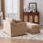 43.9" W Chenille Slipcovered Accent Armchair With Storage Ottoman-832846119