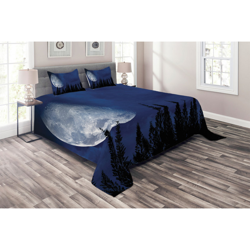 Half Moon Rustic Polyester Coverlet, King Bedspread + 2 Shams