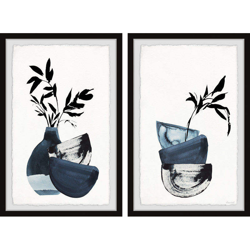 Bamboo Arrangement by Marmont Hill - 2 Piece Single Picture Frame Painting Set, 30"H x 20"W x 3.81"D