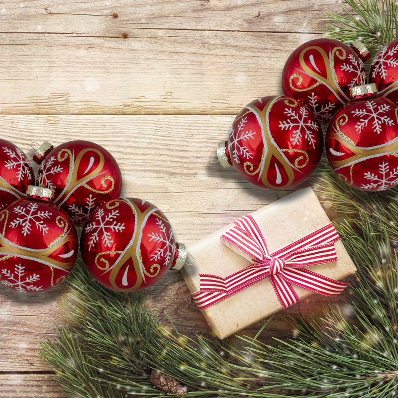 Ornement boule de Noël suspendue en verre rouge et or