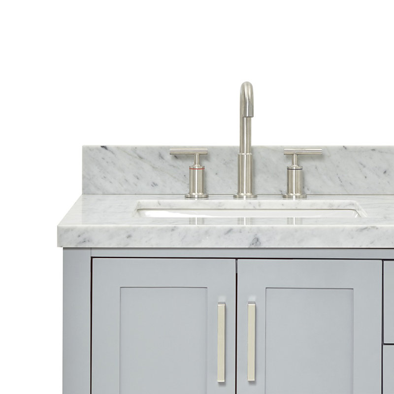 Magnolia Bath Vanity Oval Basin, Gray, Carrara White Marble, Rectangle 