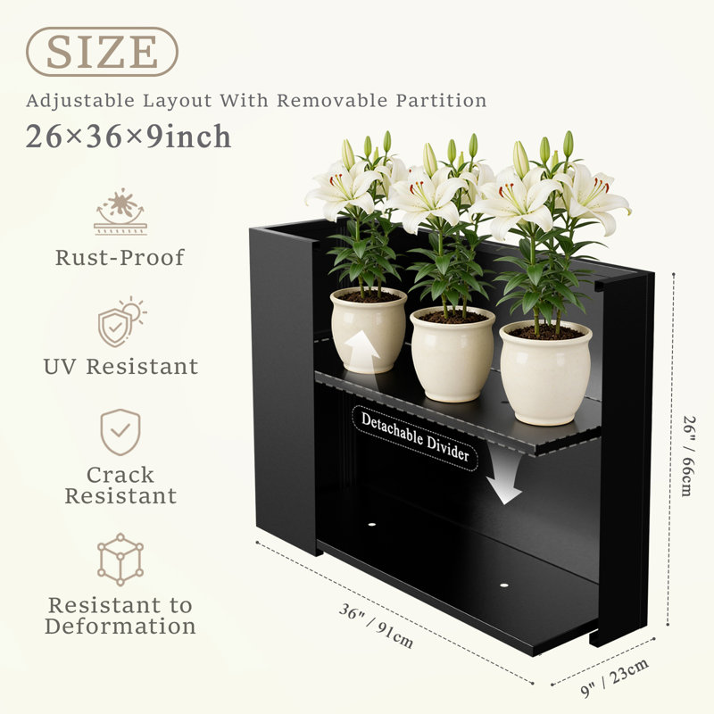 Metallic Heavy Long And Large Outdoor/indoor Planter, Rectangular Trough Planter Box, 40pounds Powder Coating Modern Commercial Residential For Patio, Deck, Yard, Garden