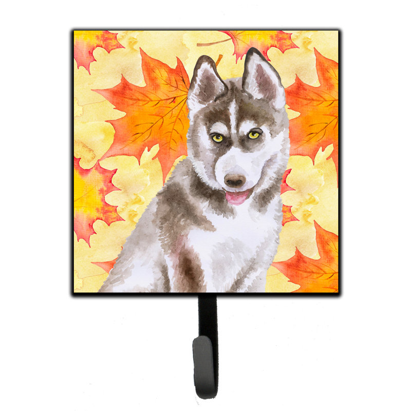 Organisateur de clés murales avec crochets clés partagée pei automne Eliane, Rouge / Bleu / Gris, Husky sibérien