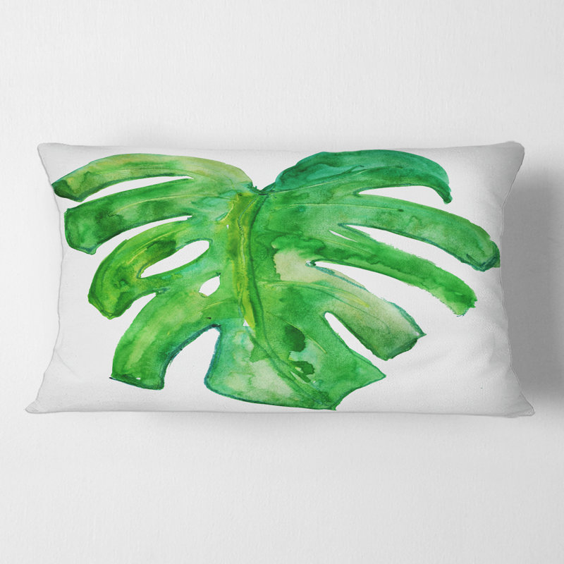 Rectangle, feuille tropicale de Monstera I - coussin décoratif imprimé maison de campagne