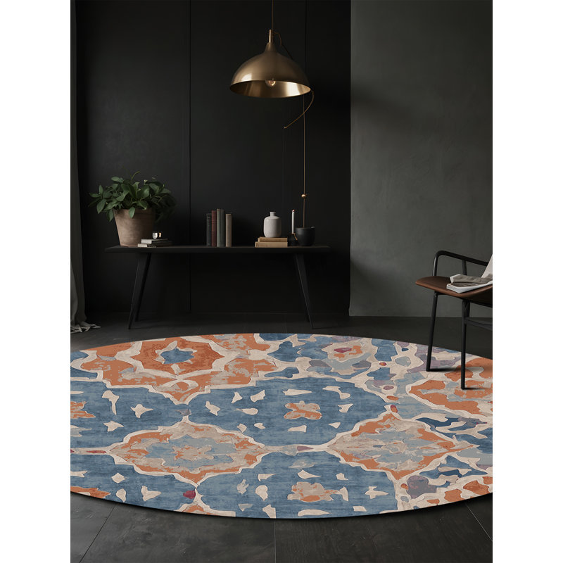 Machine Washable Gray Area Rug, Round 6'