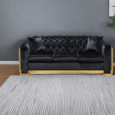 Canapé Chesterfield de luxe en velours de 81 pouces avec or moderne
