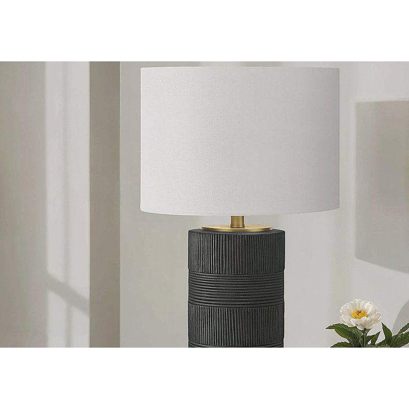 Lighting, 24 po, lampe de table, résine noire, abat-jour ivoire / crème, contemporain