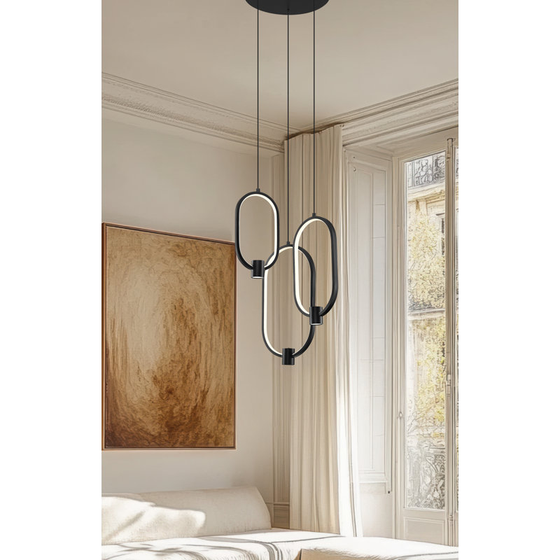 Saros Matte Black 3 Light Chandelier