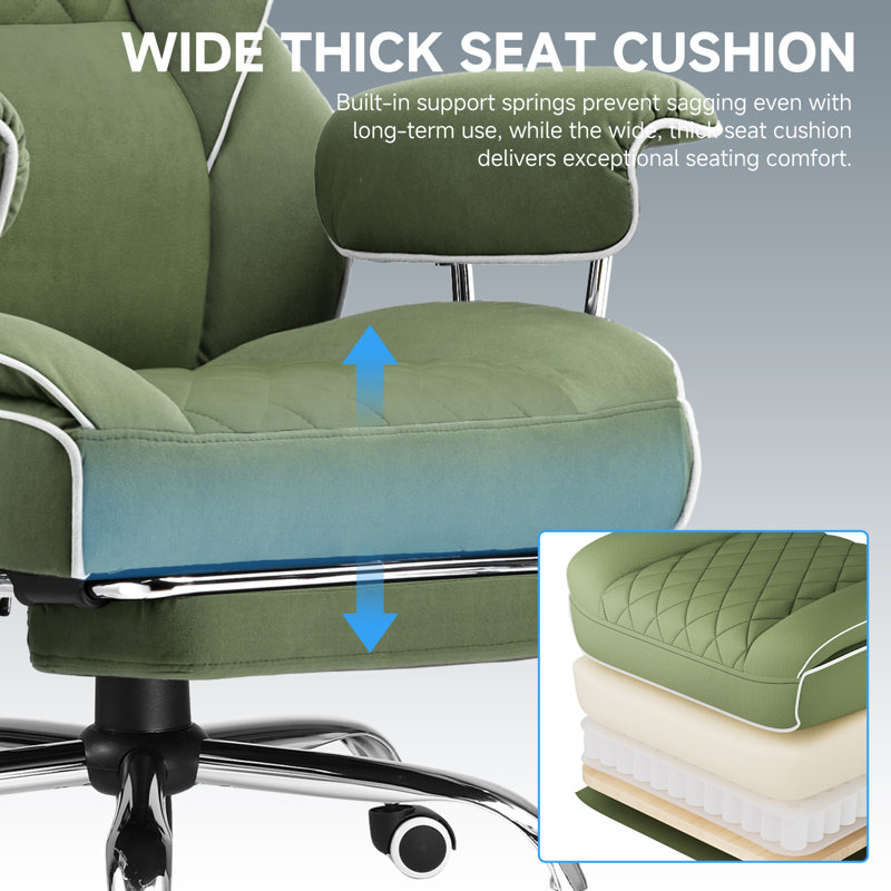 Inbox Zero Adjustable Reclining Ergonomic Faux Leather Swiveling PC & Racing Game Chair, Green