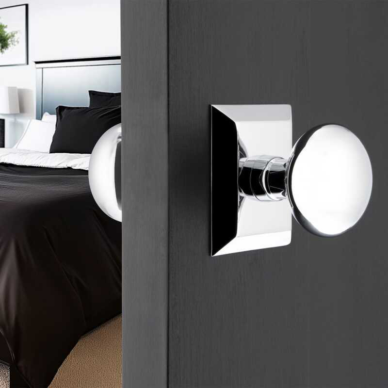 Grandeur Fifth Avenue Square Rosette Double Dummy with Fifth Avenue Knob, Bright Chrome