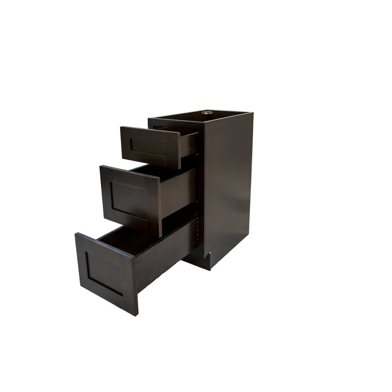 Base de meuble-lavabo simple 18 po à 3 tiroirs l 18 po prête à assembler, Espresso Shaker