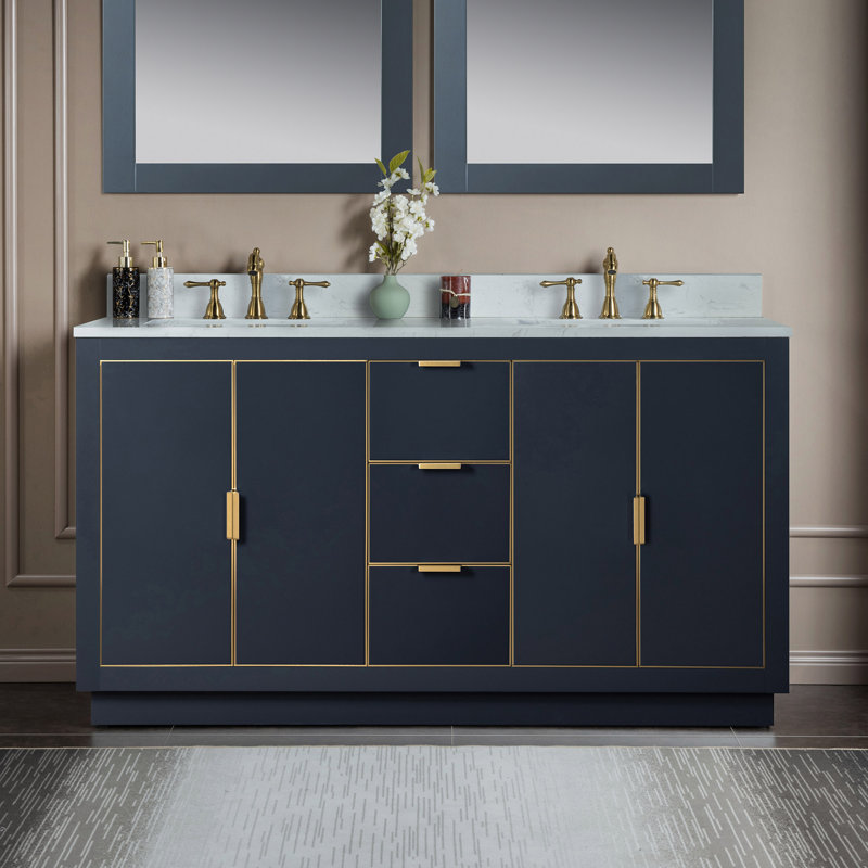 Meuble-lavabo en bois massif 60 "x 21" x 33 "Venice, gris