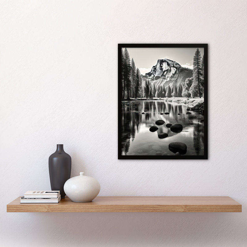 Majestic Yosemite Valley Iconic Half Dome Black White - Single Picture Frame Print