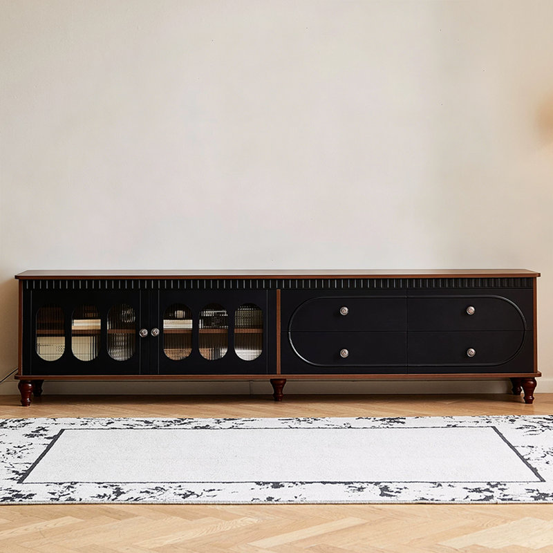 Meuble télé rétro en bois manufacturé noir, 70.87