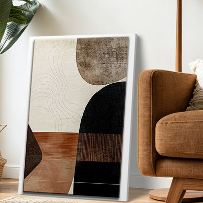 Tableau abstrait géométrique encadré de style moderne du milieu du siècle, 91 x 61 cm (36 x 24 pouces) - Décoration de salon