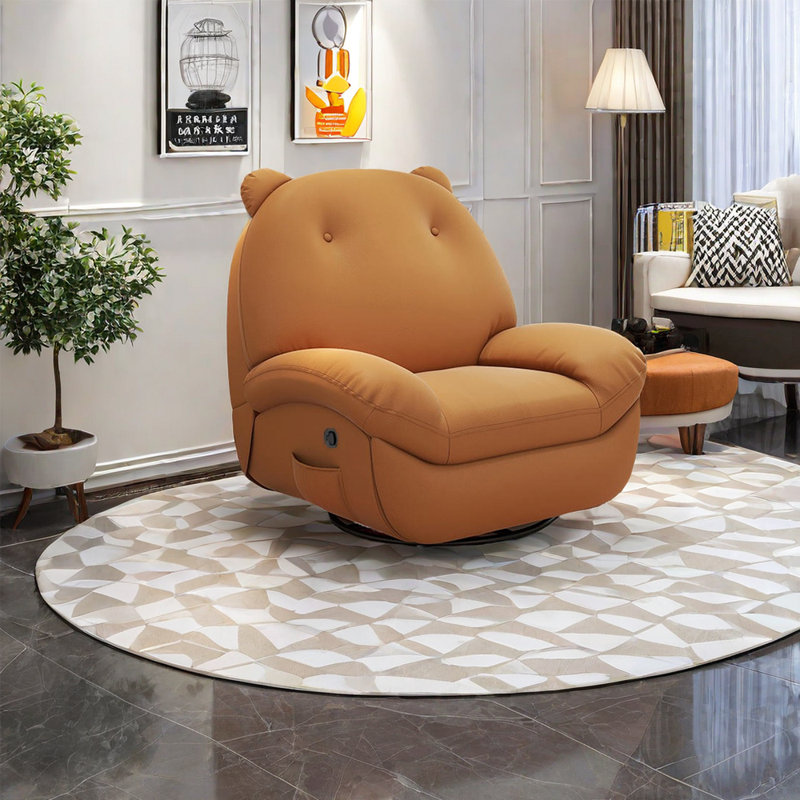 Nagely Faux Leather Recliner, Orange