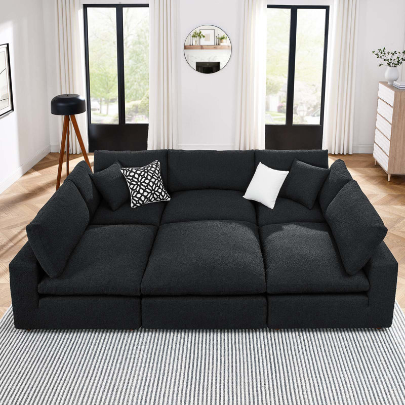 Canapé modulaire en tissu 6 pièces Commix, Noir