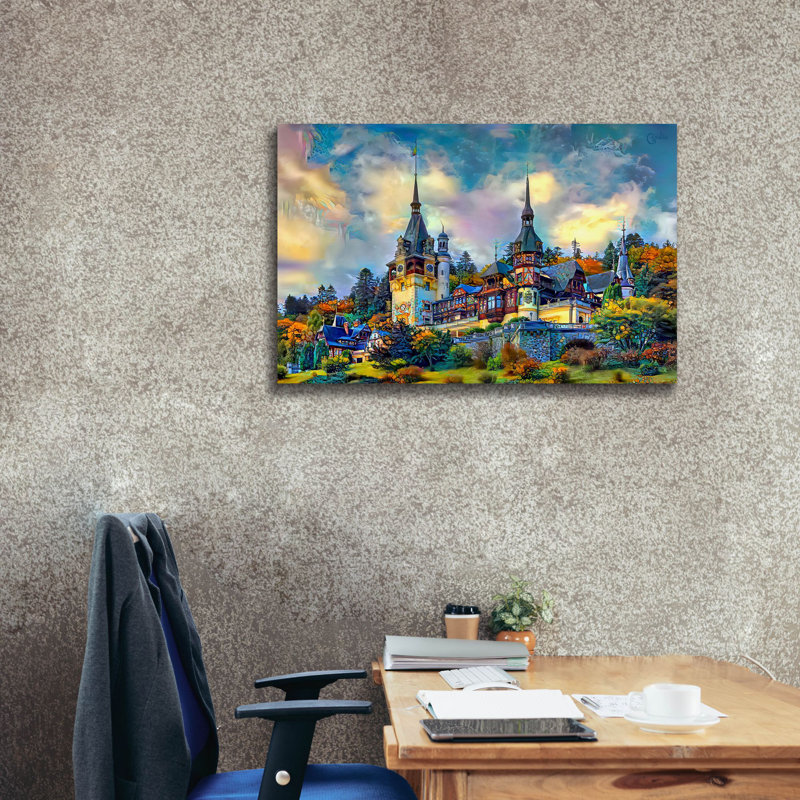 «Sinaiania Peles Castle» par Pedro Gavidia, art mural sur toile, H 26 po x l 40 po x P 1,5 po