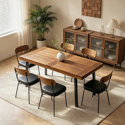 Table de salle à manger 47,2 "en bois massif avec pieds en métal pour 4