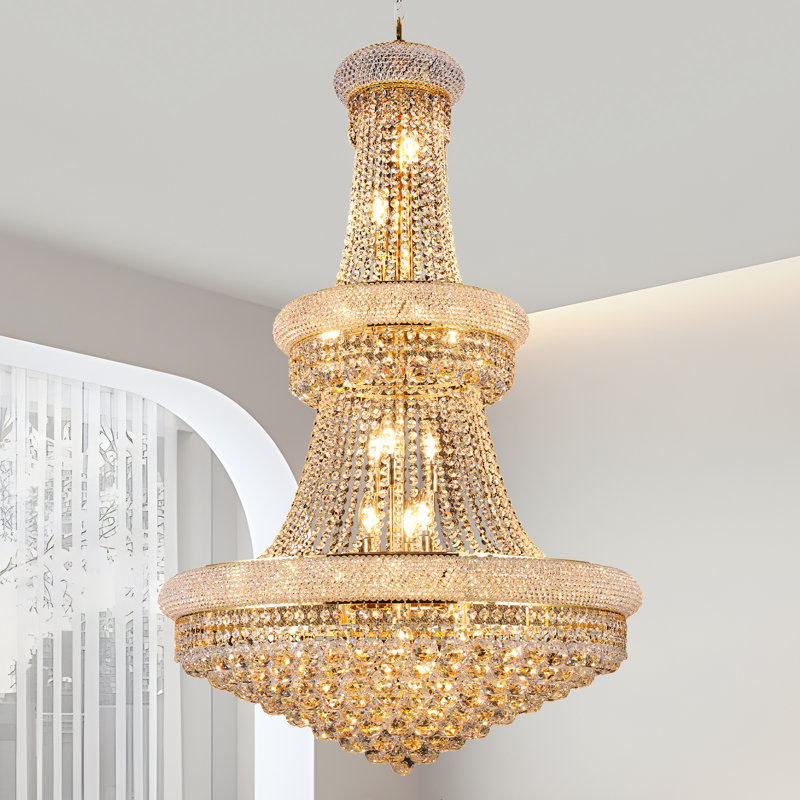 32-Inch Crystal Chandelier Lighting For Dining Room Modern Luxury K9 Bedroom Crystal Chandelier Ceiling Light French Empire 21 Lights
