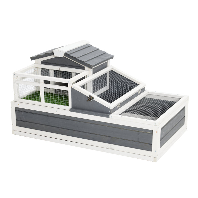 Villa pour 3 tortues avec cage de balcon lavable en bois pour animaux de compagnie et 2 structures