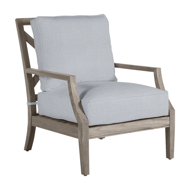 Haley Teak Lounge Chair - Oyster, Oyster Teak, Welt + Standard fill, Linen Chambray