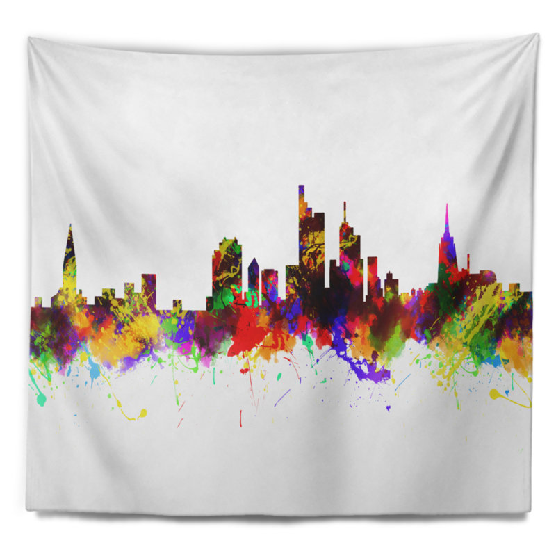 Tapisserie d’horizon de l’allemagne cityscape francfort, H 68 po x l 80 po